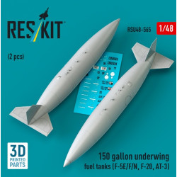 Reskit Rsu48-0565 1/48 150 Gallon Underwing Fuel Tanks 2 Pcs F-5e/F/N F-20 At-3 3d Printed