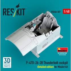 Reskit Rsu48-0587 1/48 P-47d-26-28 Thunderbolt Cockpit Detailed Edition For Miniart Kit 3d Printed