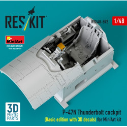 Reskit Rsu48-0592 1/48 P-47n Thunderbolt Cockpit Basic Edition With 3d Decals For Miniart Kit 3d Printed