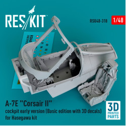 Reskit Rsu48-0318 1/48 A7e Corsair Ii Cockpit Early Version Basic Edition With 3d Decals For Hasegawa Kit 3d Printed