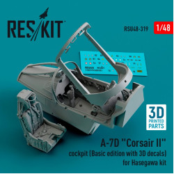 Reskit Rsu48-0319 1/48 A7d Corsair Ii Cockpit Basic Edition With 3d Decals For Hasegawa Kit 3d Printed