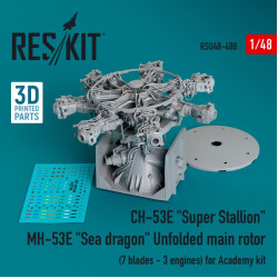 Reskit Rsu48-0400 1/48 Ch 53e Super Stallion Mh53e Sea Dragon Unfolded Main Rotor 7 Blades 3 Engines For Academy Kit 3d Printed