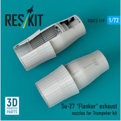 Reskit Rsu72-0119 1/72 Su-27 Flanker Exhaust Nozzles For Trumpeter Kit 3d Printed
