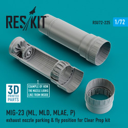 Reskit Rsu72-0225 1/72 Mig-23 Ml Mld Mlae P Exhaust Nozzle Parking Fly Position For Clear Prop Kit 3d Printing