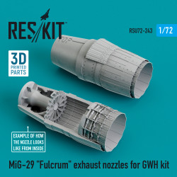 Reskit Rsu72-0243 - 1/72 Mig-29 Fulcrum Exhaust Nozzles For Gwh Kit 3d Printing Resin