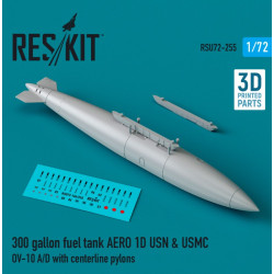 Reskit Rsu72-0255 1/72 300 Gallon Fuel Tank Aero 1d Usn Usmc 1pcs Ov10 Ad With Centerline Pylons 3d Printed