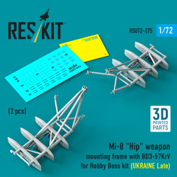 Reskit Rsu72-0275 1/72 Mi-8 Hip Weapon Mounting Frame With Bd3-57krv For Hobby Boss Kit Ukraine Late 2 Pcs
