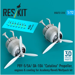Reskit Rsu72-0310 1/72 Pby-5/5a/ Oa-10a Catalina Propeller Engines Cowling For Academy/Revell/Wolfpack Kit 3d Printed