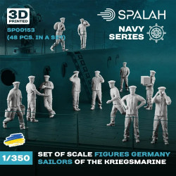 Spalah 00153 1/350 Set Of Figures German Kriegsmarine Sailors 48 Pcs 3d Printed
