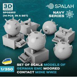 Spalah Sp02253 1/350 German Emc Moored Contact Mine Wwii 14 Pcs