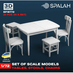 Spalah 18772 1/72 Set Of Scale Models Table With Stools And Chairs 5 Pcs Resin Model