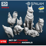 Spalah 20272 1/72 Set Of Figures Domestic Animals Resin Model Kit