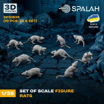 Spalah 31935 1/35 Set Of Figures Rats 3d Printed Resin Kit
