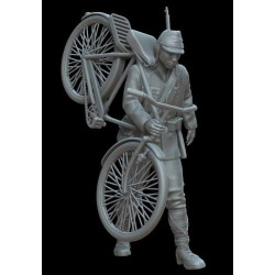 White Stork Miniatures F72078 1/72 Japanese Soldier With A Bicycle Resin Unassembled Unpainted Kit