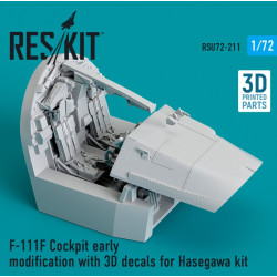 Reskit Rsu72-0211 1/72 F111f Cockpit Early Modification With 3d Decals For Hasegawa Kit 3d Printed