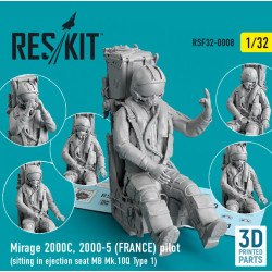 Reskit Rsf32-0008 1/32 Mirage 2000c 2000.5 France Pilot Sitting In Ejection Seat Mb Mk.10q Type 1 3d Printed