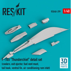 Reskit Rsu48-0299 1/48 F105 Thunderchief Detail Set Coolers Exit Ejector Fuel Vent Mast Tail Hook, Ventral Fin Air Conditioning Ram Inlet 3d Printed