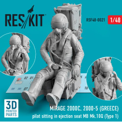 Reskit Rsf48-0021 1/48 Mirage 2000c 2000 5 Greece Pilot Sitting In Ejection Seat Mb Mk.10q Type 1 3d Printed