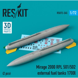 Reskit Rsu72-0245 1/72 Mirage 2000 Rpl 501 502 External Fuel Tanks 1700lt 2 Pcs 3d Printing