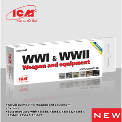 Icm 3043 Acrylic Paint Set For Wwi Wwii Weapon And Equipment