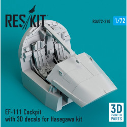 Reskit Rsu72-0210 1/72 Ef111 Cockpit With 3d Decals For Hasegawa Kit 3d Printed