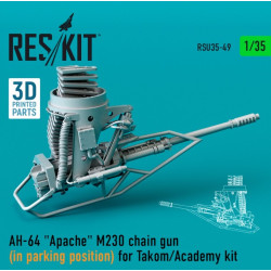 Reskit Rsu35-0049 1/35 Ah 64 Apache M230 Chain Gun In Parking Position For Takom Academy Kit 3d Printing