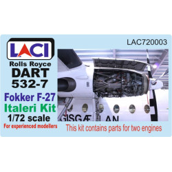 Laci 720003 1/72 Rolls Royce Dart 532-7 Engines 2pcs For Fokker-27 Italeri Kit Resin