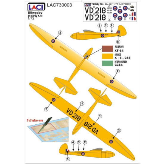 Laci 730003 1/72 Slingsby T9 Kirby Kite Bga 327 Uk Single-seat Sport Glider