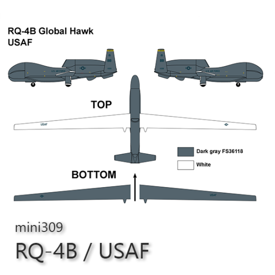 Miniwing 309 1/144 Northrop Grumman Rq-4b / Usaf Unmanned Surveillance Aircraft