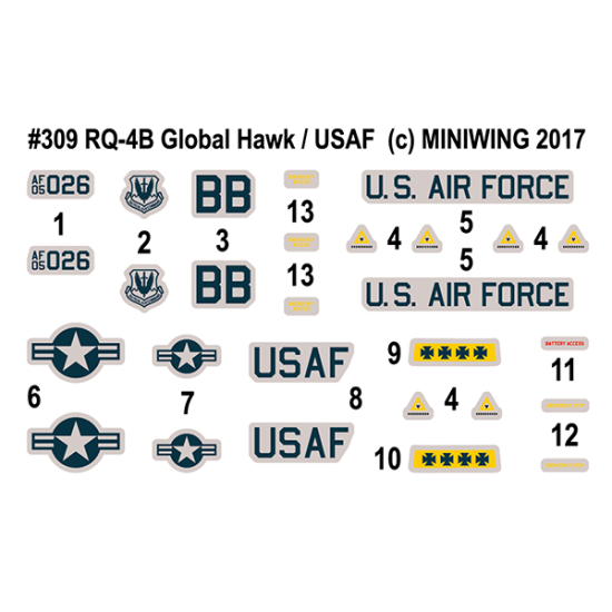 Miniwing 309 1/144 Northrop Grumman Rq-4b / Usaf Unmanned Surveillance Aircraft