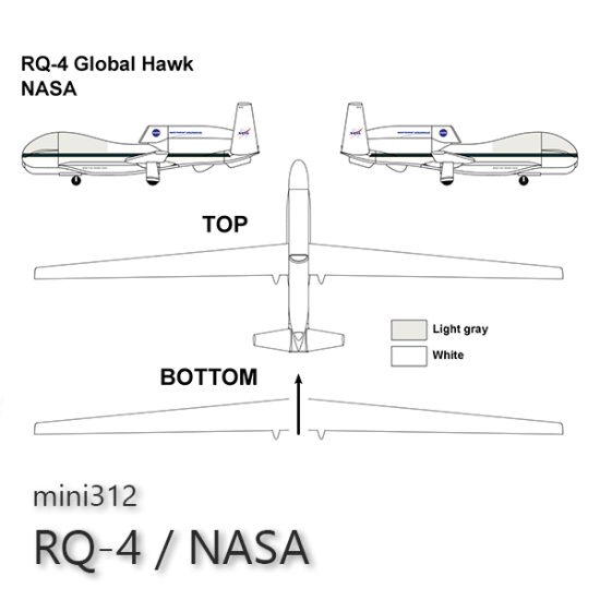 Miniwing 312 1/144 Northrop Grumman Rq-4b Global Hawk Nasa Unmanned Aircraft