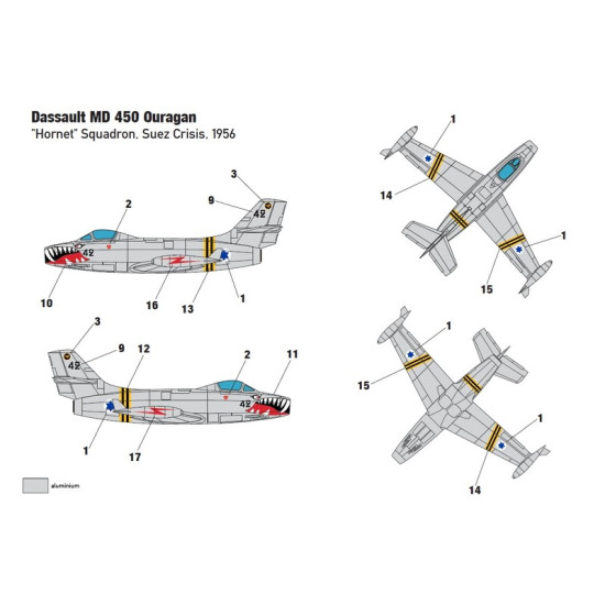 Miniwing 341 1/144 Dassault Ouragan Md.450 2in1 French Fighter Israeli Af