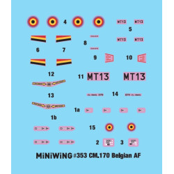 Miniwing 353 1/144 Fouga Cm.170 Magister French Jet Trainer Aircraft Belgian Af