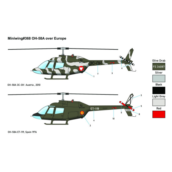 Miniwing 368 1/144 Bell Oh-58a Kiowa Over Europe Helicopter