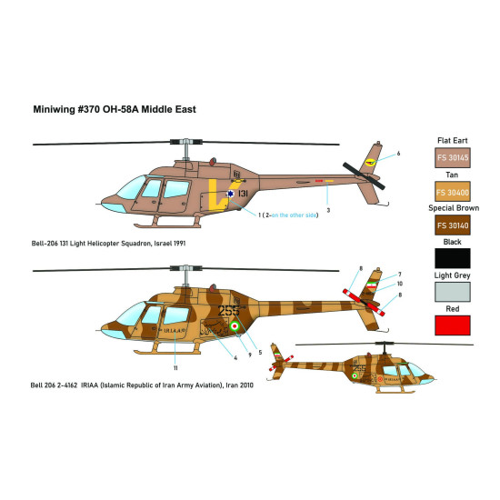 Miniwing 370 1/144 Bell Oh-58a Kiowa Middle East Helicopter