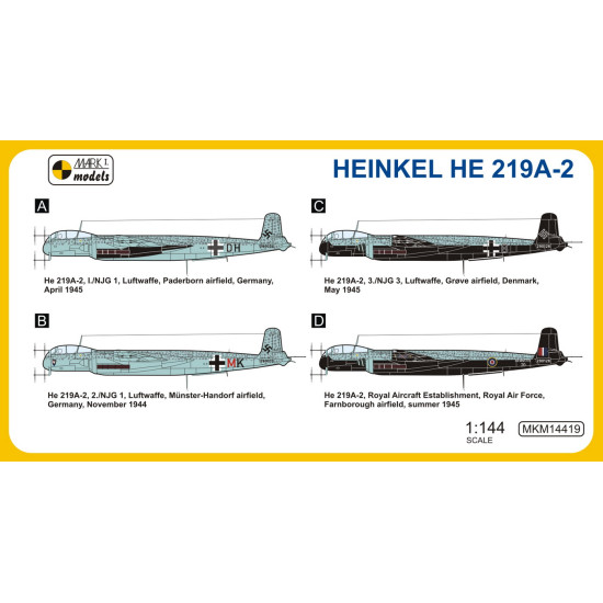 Mark I Mkm144019 1/144 Heinkel He 219a-2 Uhu Night Hunter German Heavy Bomber