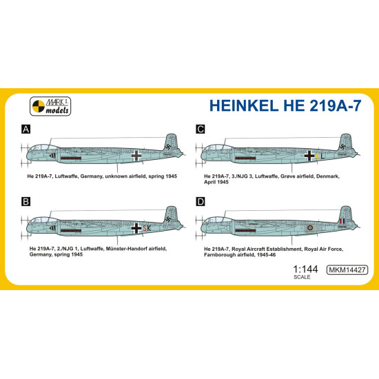 Mark I Mkm144027 1/144 Heinkel He 219a-7 Uhu Night Fighter German Heavy Bomber