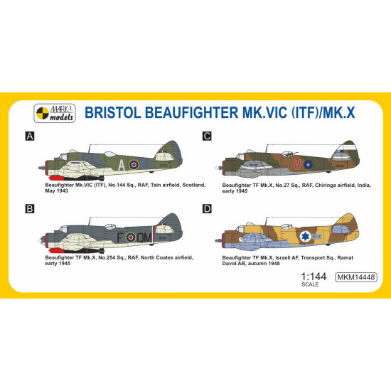 Mark I Mkm144048 1/144 Bristol Beaufighter Mk.vic Itf And Tf Mk.x Torpedo Fighter