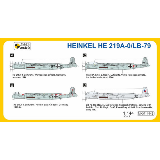 Mark I Mkm144049 1/144 Heinkel He 219a-0/Lb-79 Flying Laboratory Heavy Bomber