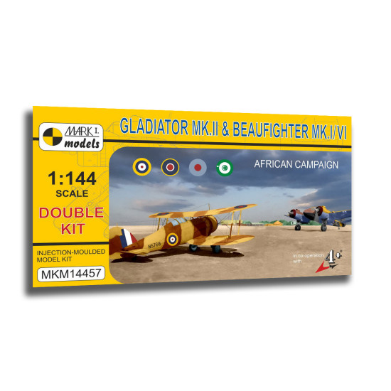 Mark I Mkm144057 1/144 Gladiator And Beaufighter African Campaign Fighters 2pcs Mark I Mkm144057 1/144 Gladiator And Beaufighter African Campaign Fighters 2pcs