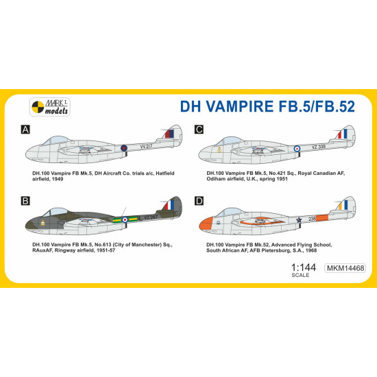 Mark I Mkm144068 1/144 Dh De Havilland Vampire Fb.5 Commonwealth Service 2in1