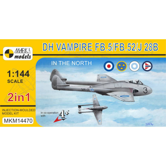 Mark I Mkm144070 1/144 De Havilland Vampire Fb.5/Fb.52/J 28b In The North 2in1