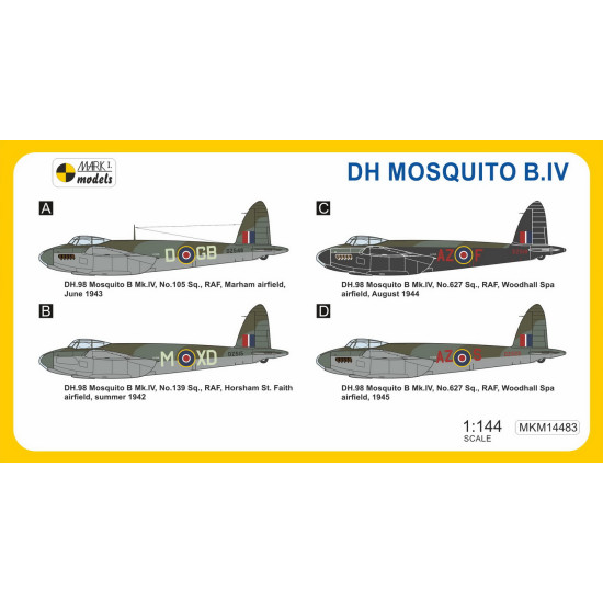 Mark I Mkm144083 1/144 De Havilland Mosquito B.iv Wooden Bomber Raf Aircraft