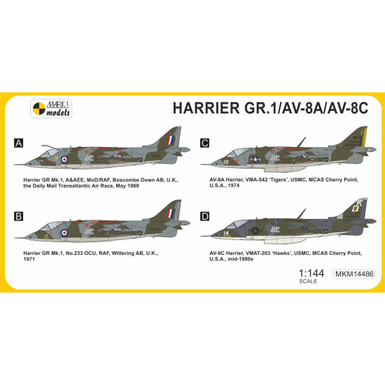 Mark I Mkm144086 1/144 Hawker Harrier Gr.1a/Av-8a/C First Generation Raf V/Stol