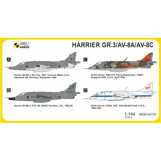 Mark I Mkm144119 1/144 Hawker Harrier Gr.3/Av-8a/Av-8c Special Markings Raf Jet