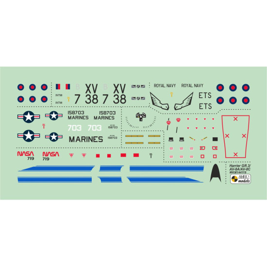 Mark I Mkm144119 1/144 Hawker Harrier Gr.3/Av-8a/Av-8c Special Markings Raf Jet