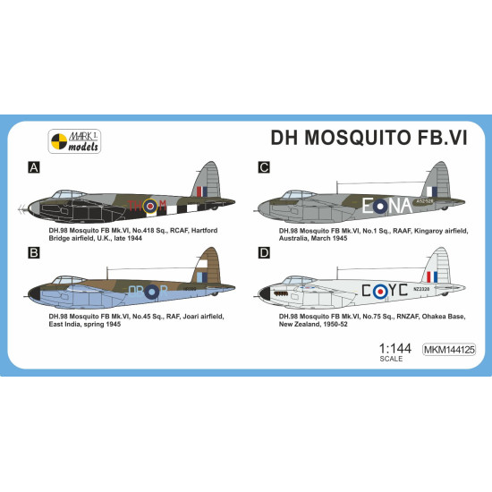 Mark I Mkm144125 1/144 De Havilland Dh.98 Mosquito Fb.vi Commonwealth Service