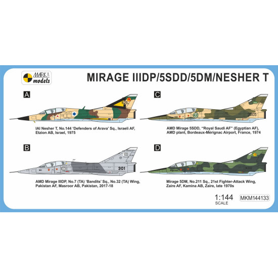 Mark I Mkm144133 1/144 Mirage Iiidp/5sdd/5dm/Nesher T Two-seater Asia And Africa