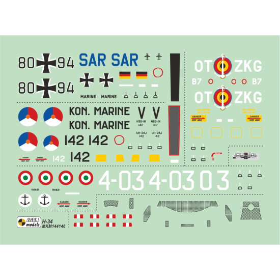 Mark I Mkm144146 1/144 Sikorsky H-34 In Europe Deu It Nl Be Helicopter