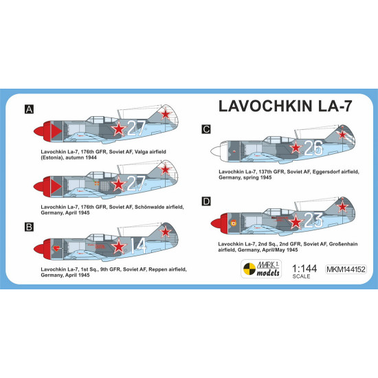 Mark I Mkm144152 1/144 Lavochkin La-7 Berlin Operation 1944-1945 Wwii 2pcs